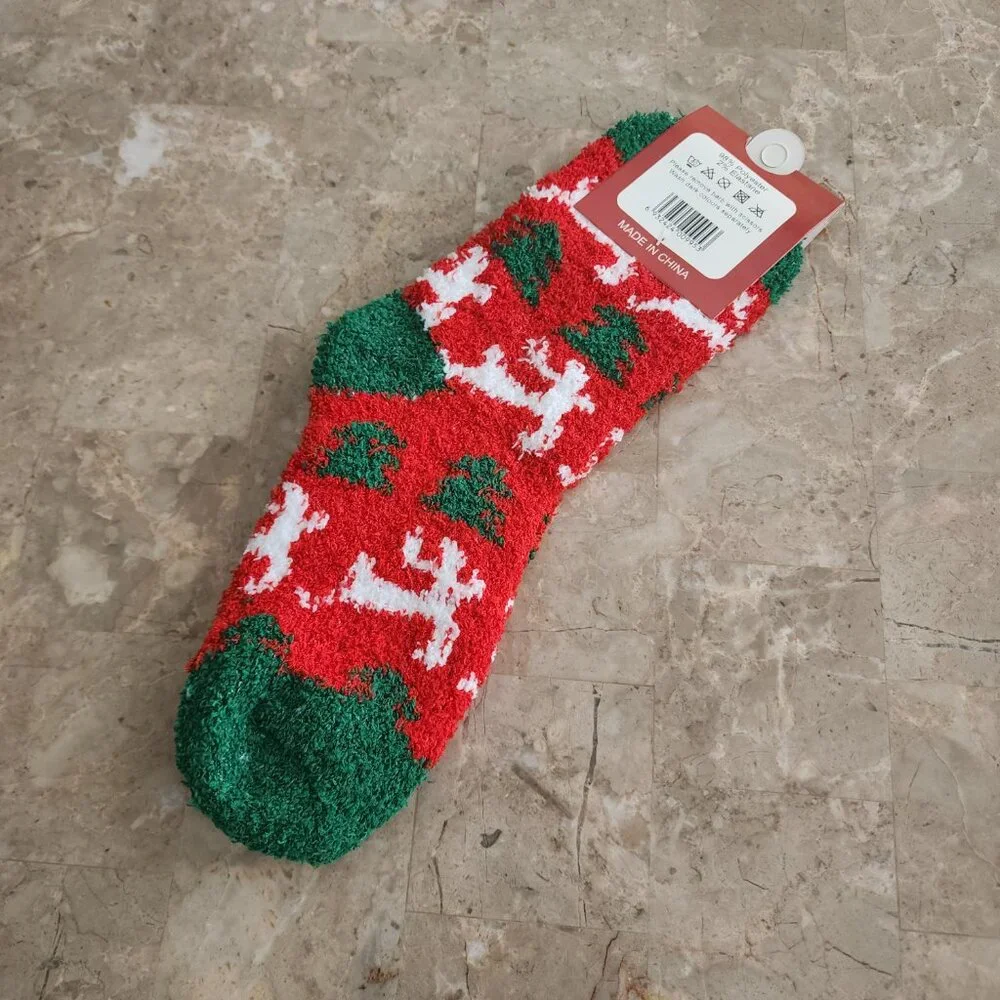 Women's Colorful Christmas Fluffy Socks (2pk)